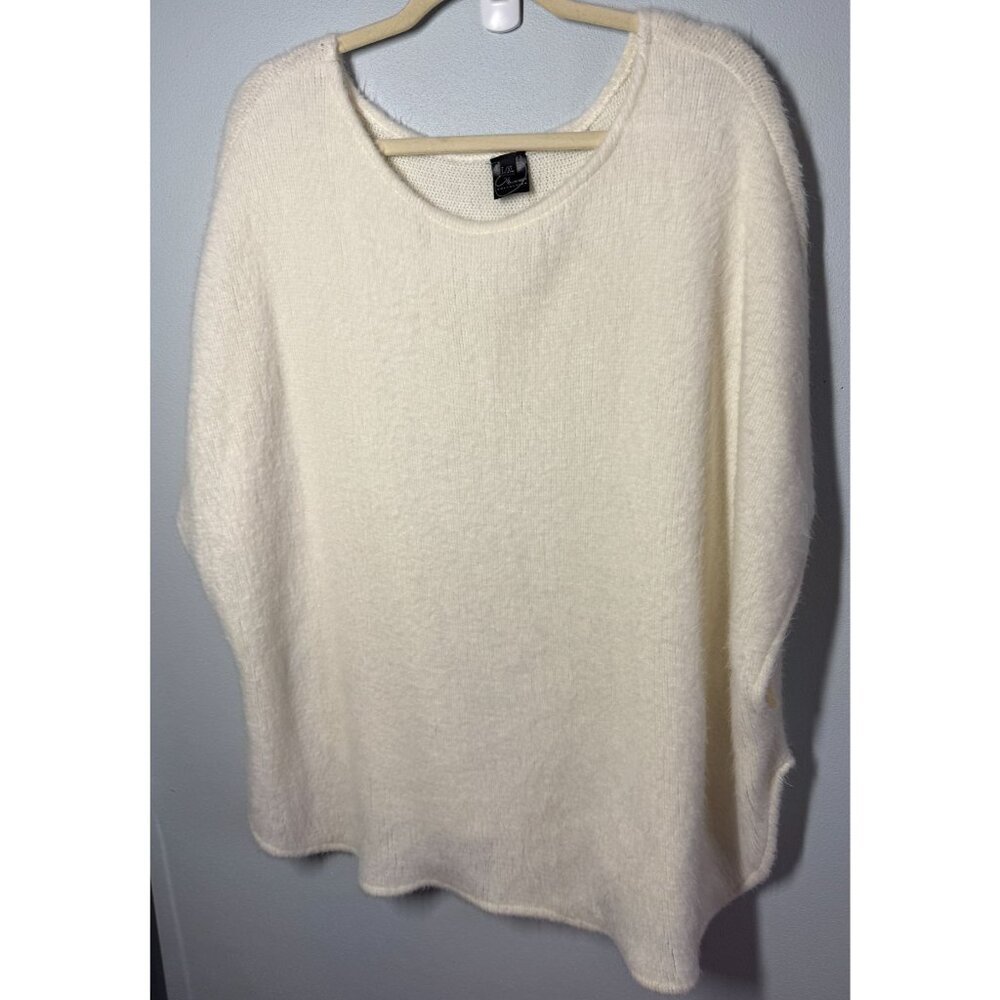 On Concept Ivory Oversized Poncho Sweater Womens L/XL Scoop Neck‎